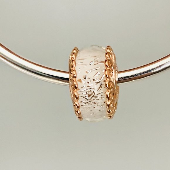 NEW Authentic Pandora Rose Gold Iridescent Murano Glass Charm 787576 - Picture 3 of 7